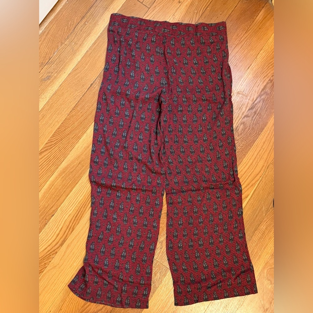 MANGO SUIT Women Bohemian Palazzo Maroon Patterned Pants